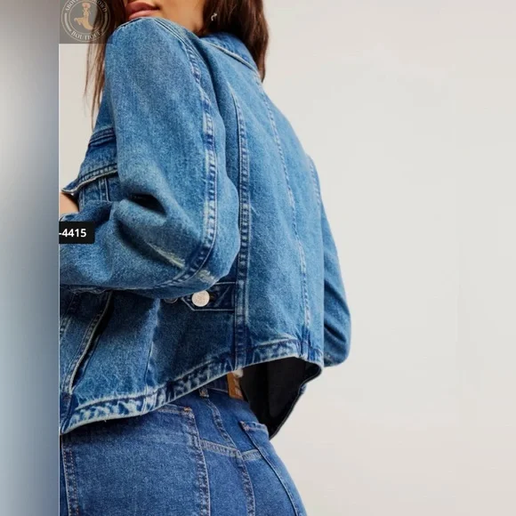 FREE PEOPLE OB1977947 Jade Denim Jacket Size Small Excellent Pre-Owned Condition - Picture 3 of 11